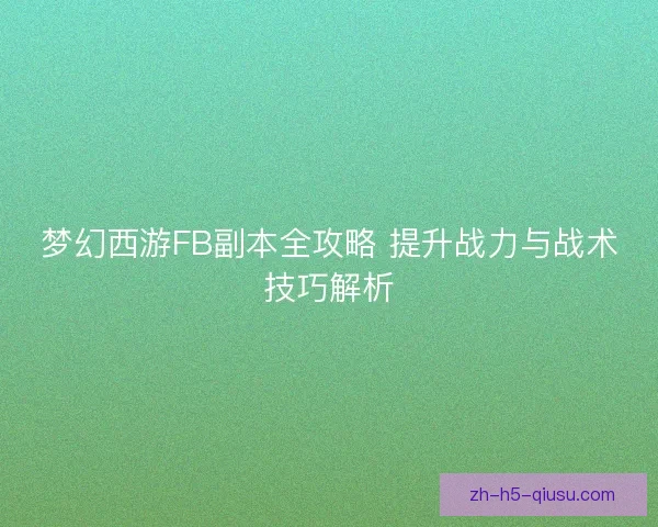 梦幻西游FB副本全攻略 提升战力与战术技巧解析
